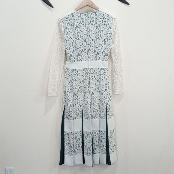 Tory Burch Lace Godet Dress - 4 ~ Ivory / Green - Picture 6 of 16